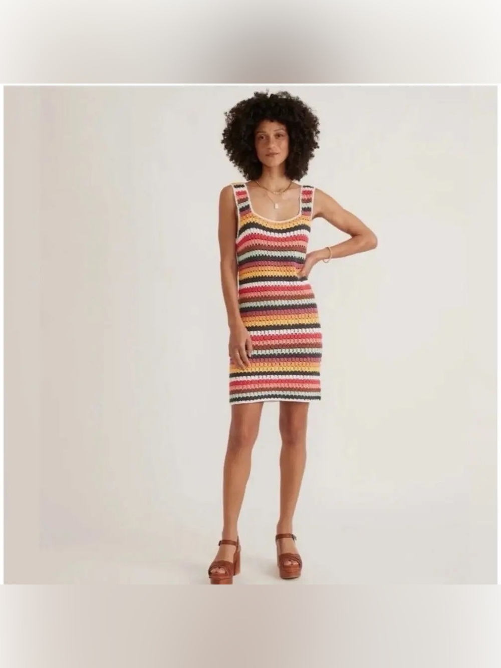Marine Layer Crocheted Mini Dress in Multi Stripe